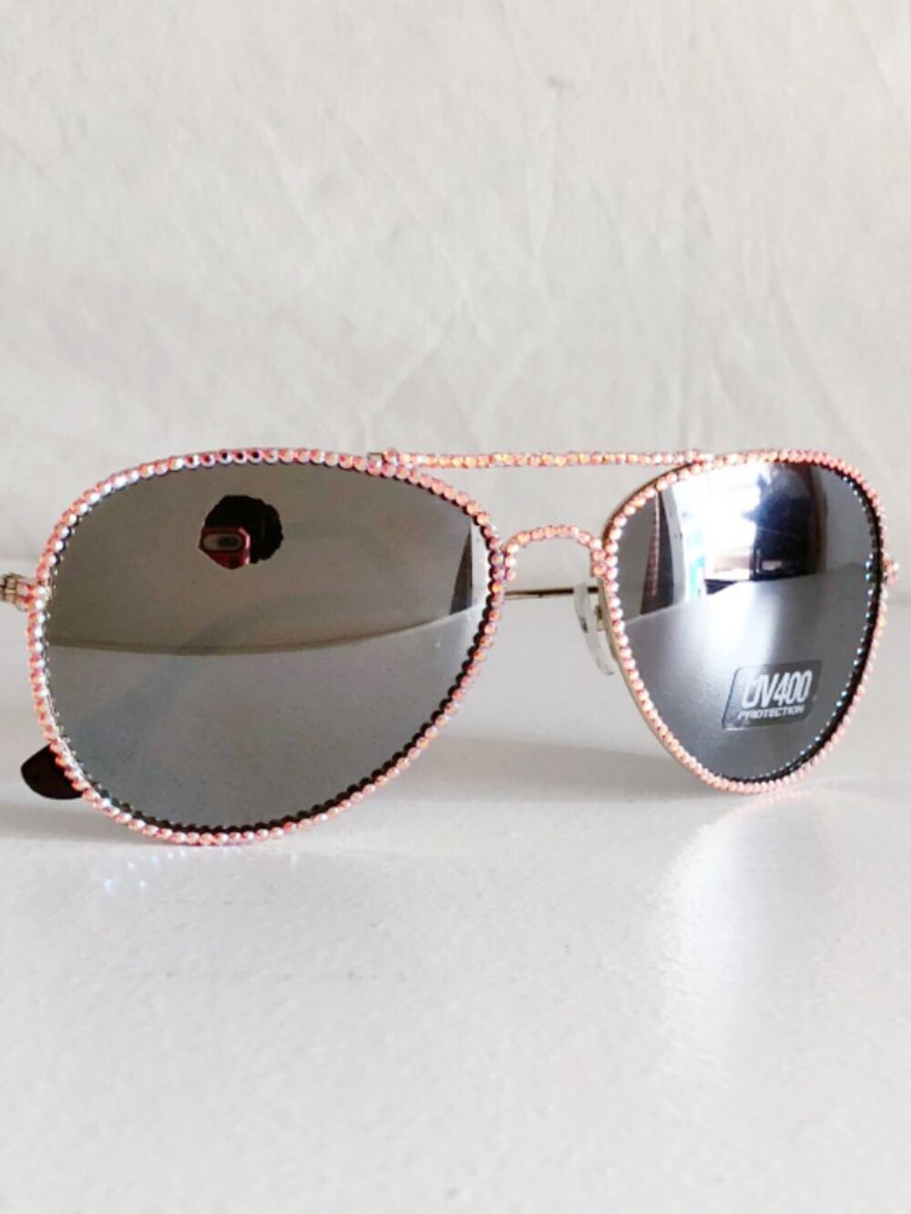 Classic Silver Aviator Sunglasses Swarovski Crystal Embellished